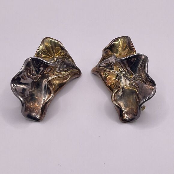 David Varsano Sterling Silver Electroform Modern CLIP ON Vintage Earrings Israel - Picture 2 of 9